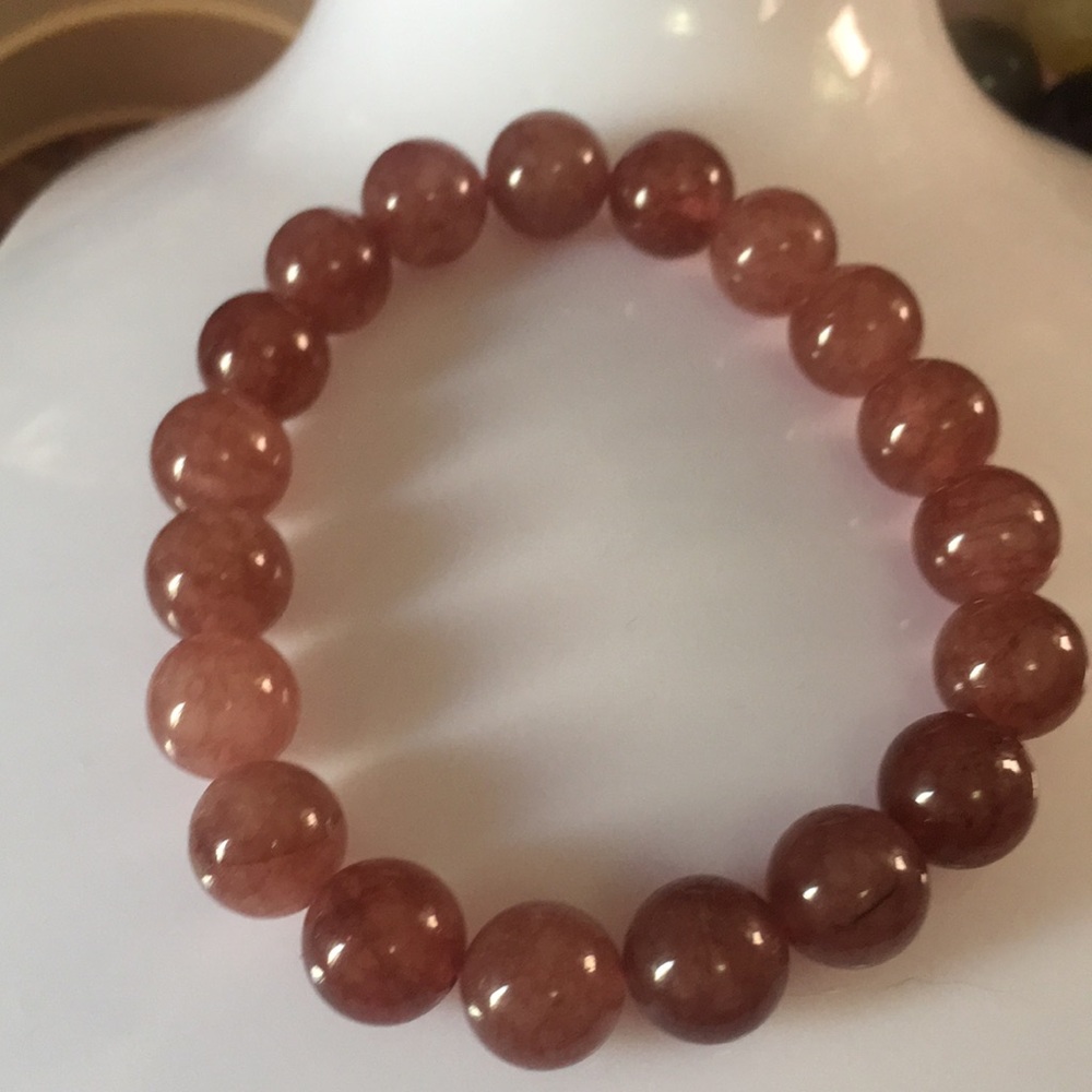 Strawberry Quartz 10mm Beaded Bracelet